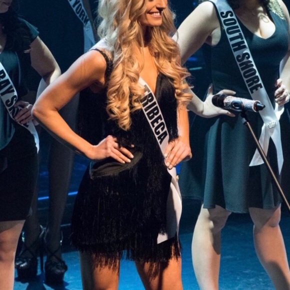 Vera Lucy, Black Fringe Cocktail Dress, Small - Picture 1 of 4